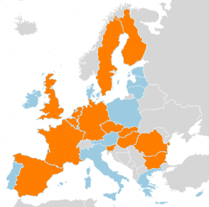 Figura 1. Mappa dei Paesi che impiegano l’energia nucleare per la produzione di energia  elettrica (in arancione) e quelli che non la impiegano (azzurro)